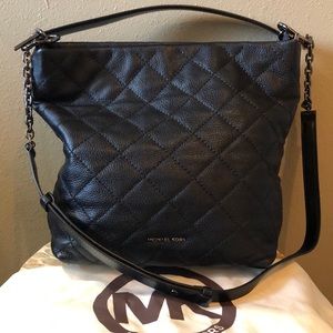 Michael Kors Soft Leather Quilted Shoulder/Crossbody Tote - Black